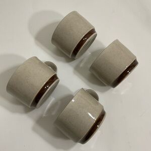 Genuine Hand Decorated  Stoneware Beige Small Beige Cups 
Set of 4